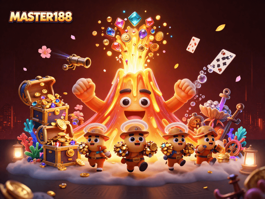 Win big with MASTER188's thrilling casino experience in this vibrant 3D illustration.