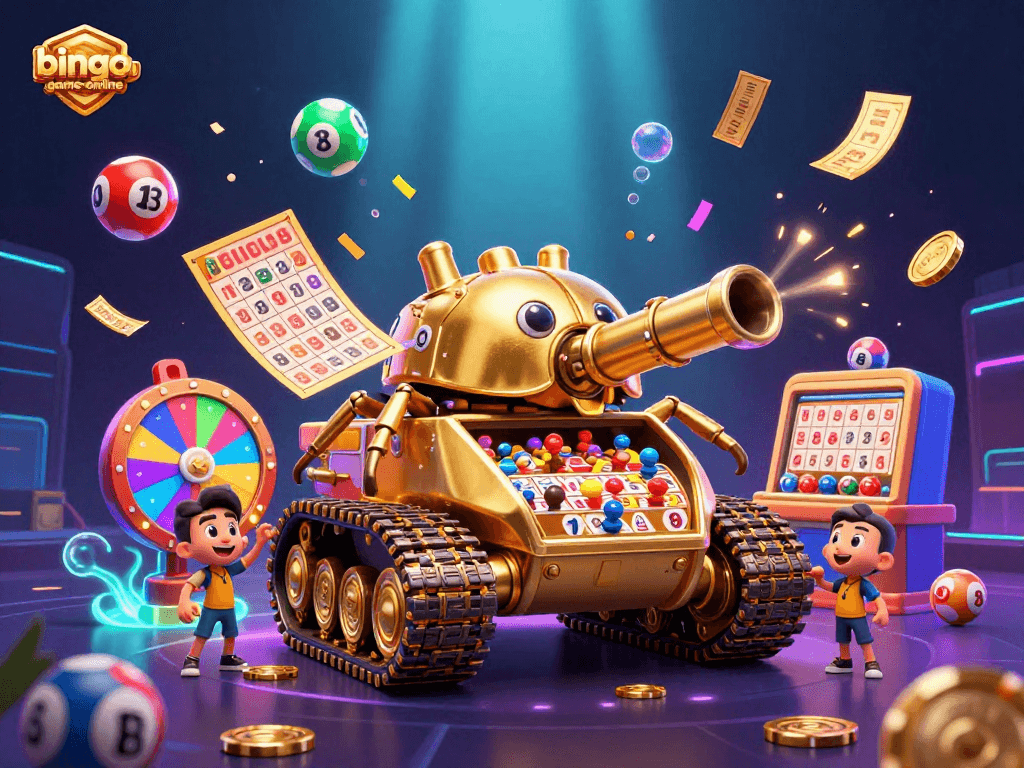 Experience thrilling gameplay with bingo-game-online in an exciting 3D casino scene filled with colorful game elements.