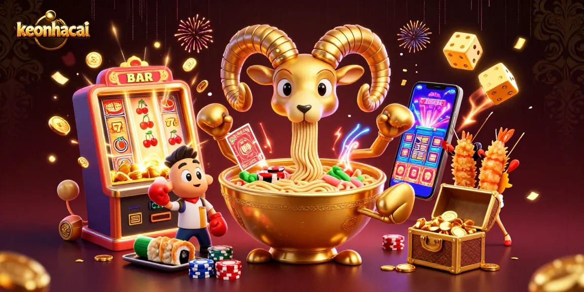 Engage with keonhacai as a giant ramen bowl and friends burst into a dynamic casino adventure.