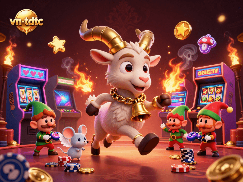 Engage with the festive atmosphere of vn-tdtc, where players dive into colorful arcade games amidst Krampus and festive chaos.