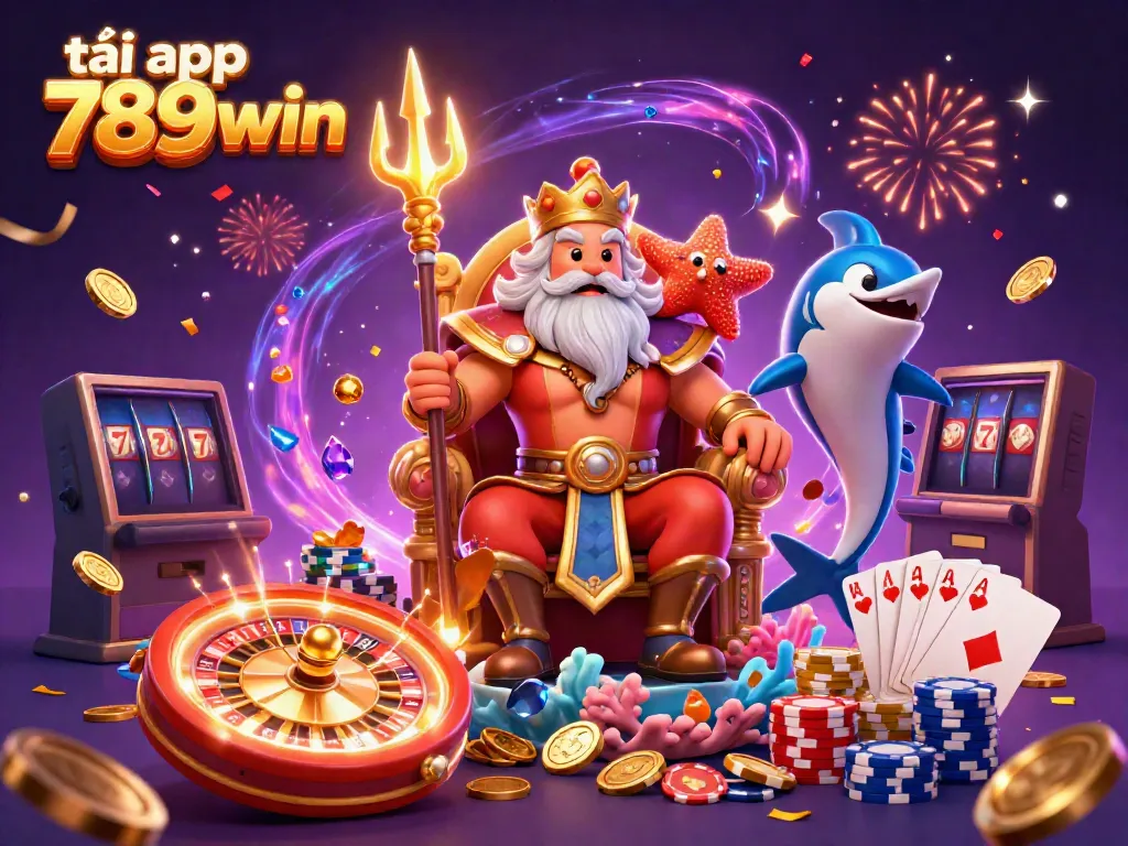 Experience thrilling gaming action with tải app 789win showcased in a vibrant 3D casino scene.
