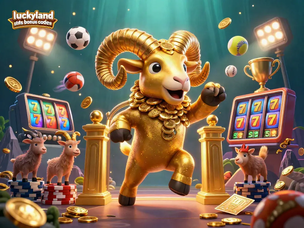Engage with the exciting luckyland slots bonus codes in this vibrant 3D scene with dynamic gaming elements.