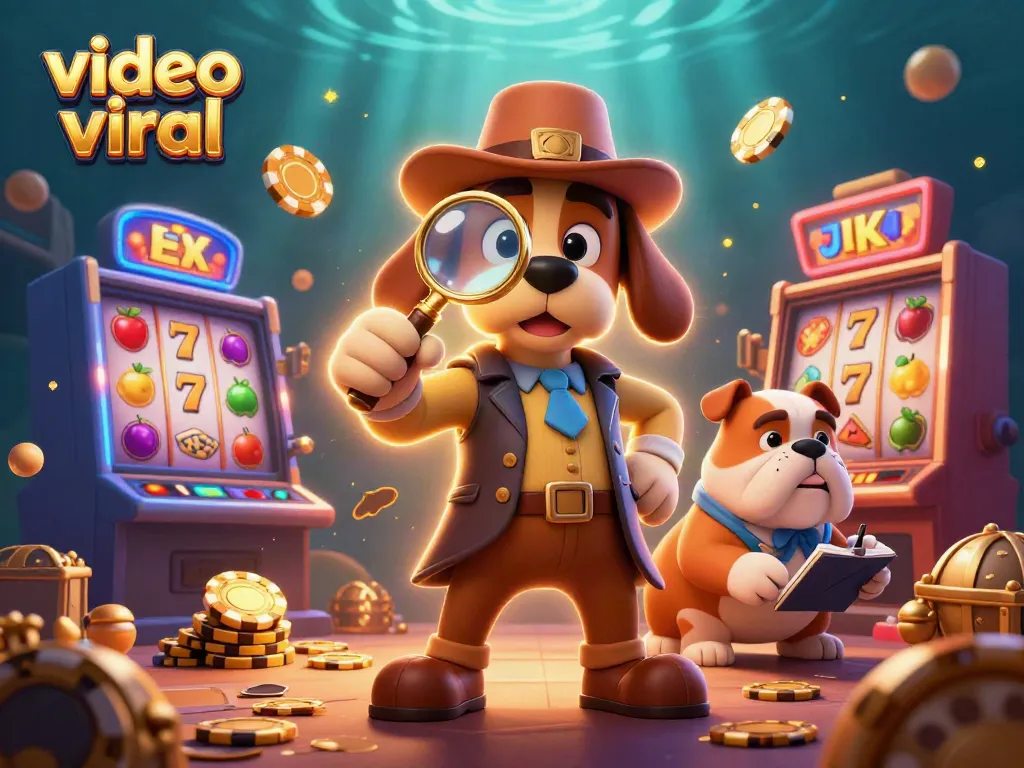 Spin and win with video viral poker chips and slot machines in a lively casino scene.