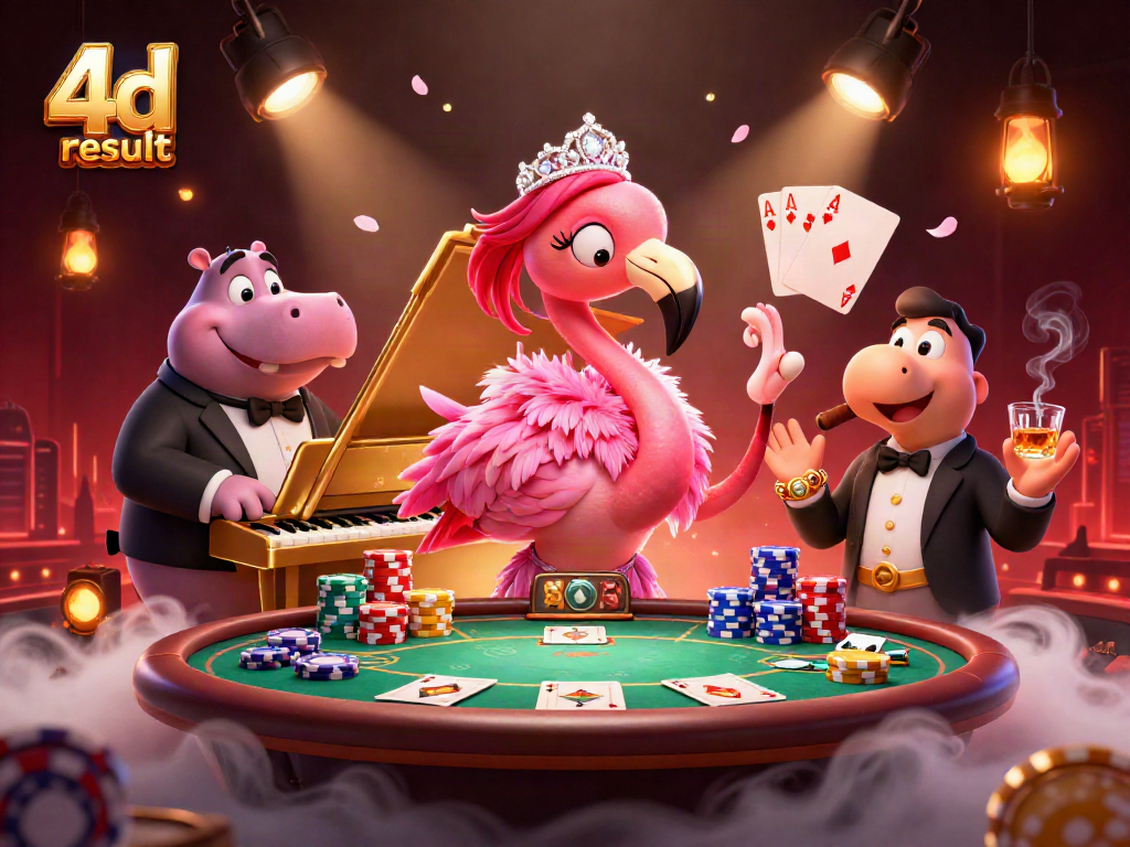 Experience the thrilling 4d result in a vibrant casino scene with animated characters and game elements.