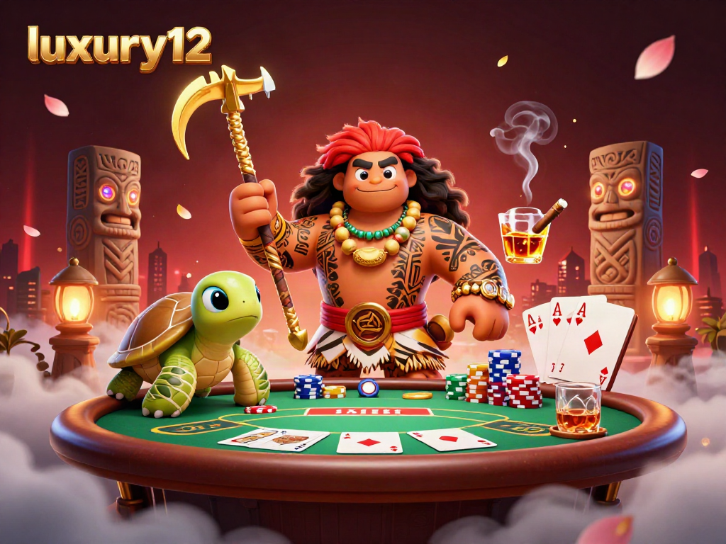 Experience luxury12 gaming with a vibrant scene of poker elements and mystical characters.