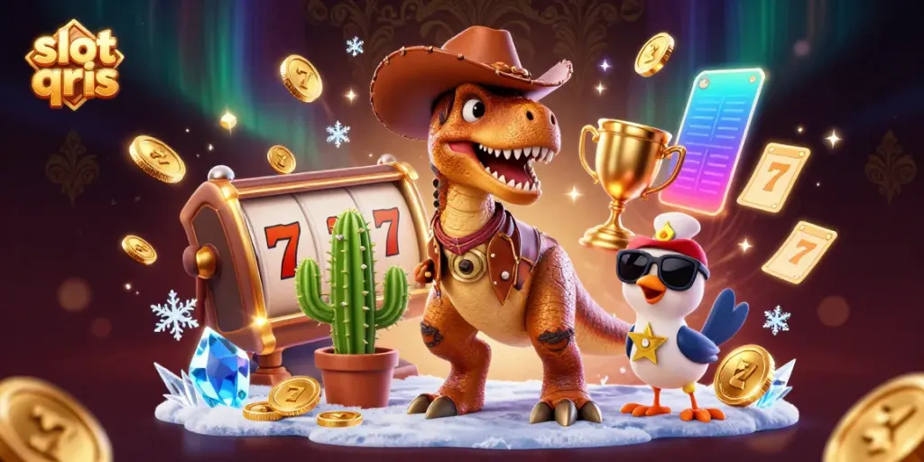 Engage with slot qris through an exciting 3D carnival of vibrant characters, slot reels, and gold coins.