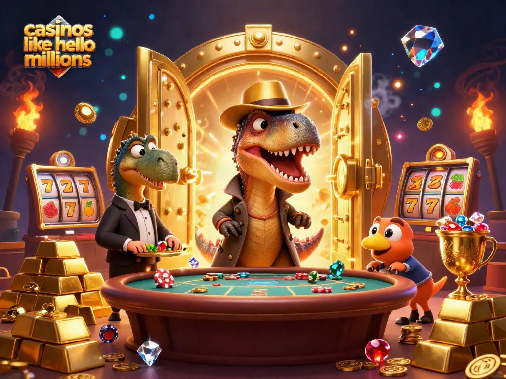 Experience thrilling gameplay at casinos like hello millions with cartoon characters at a lively blackjack table.