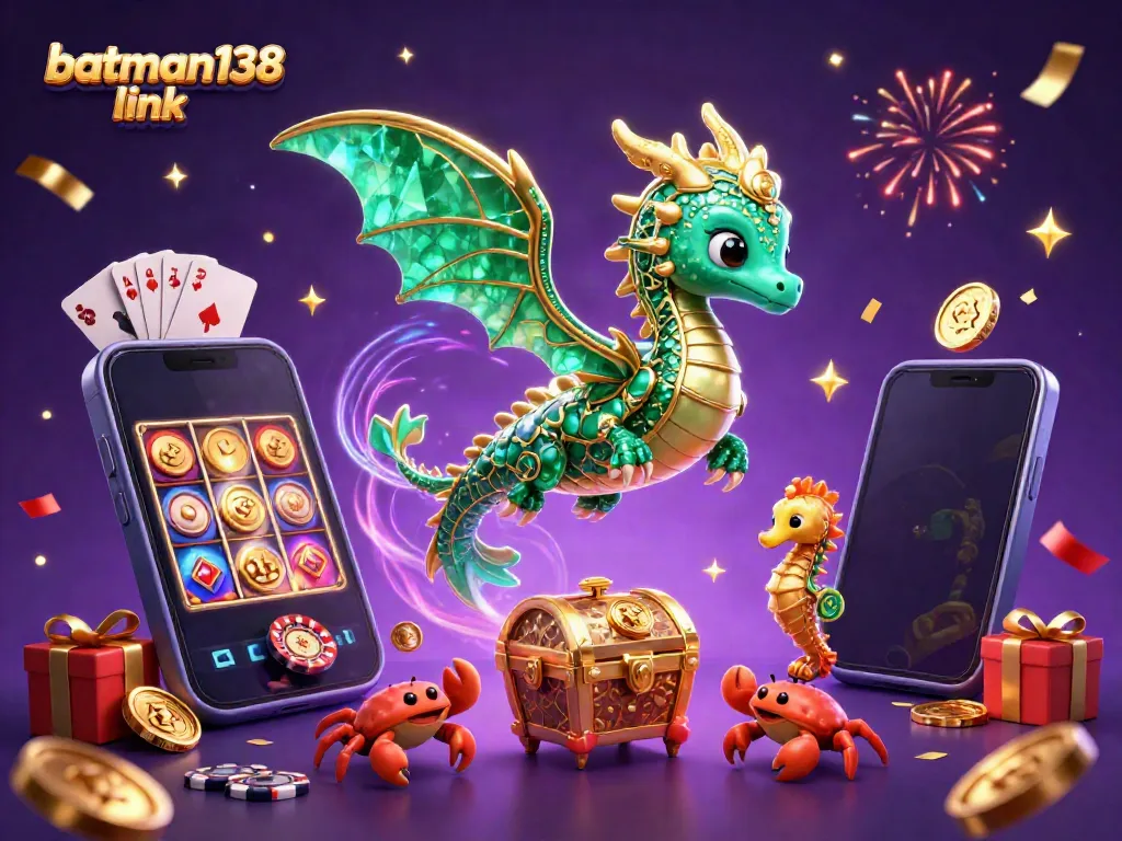 Experience thrilling gameplay with batman138 link, showcasing vibrant casino elements and a dynamic sea dragon scene.