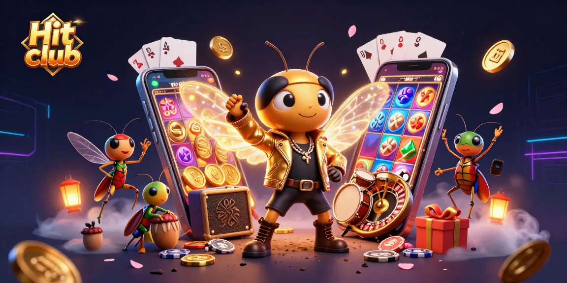 Hit club offers thrilling gaming experiences with a vibrant casino illustration showcasing interactive elements.