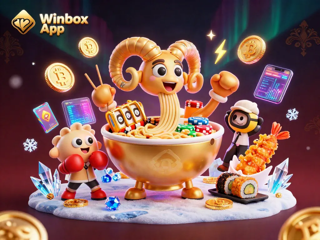 Engage with the Winbox App, featuring a fun illustration of characters interacting in a casino setting.