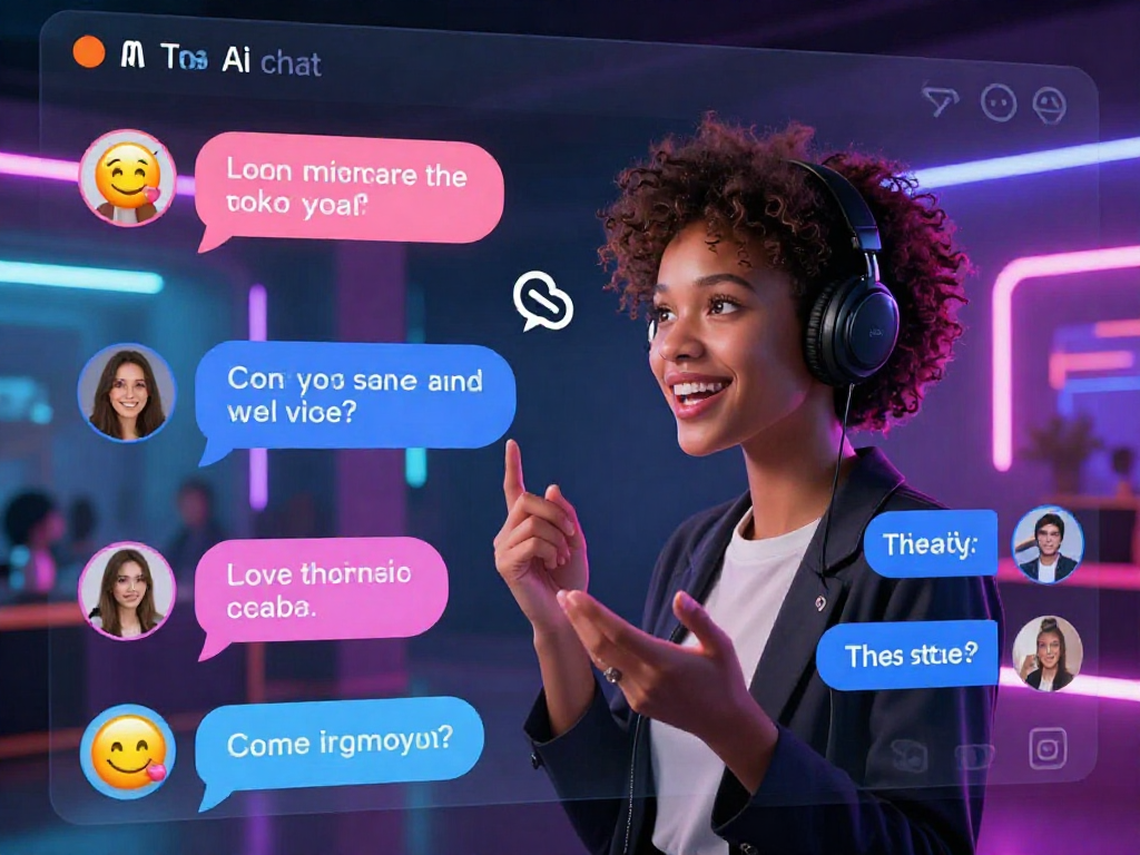 Engaging porn AI chat interface with digital avatar in a vibrant interactive setting.