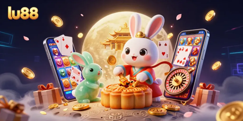 Experience the thrills of lu88 with our enchanting moon rabbit illustration bringing casino joy.