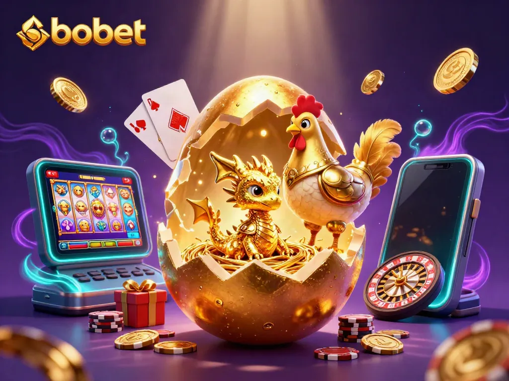 Experience sbobet action with a golden dragon and casino elements in this vibrant illustration.