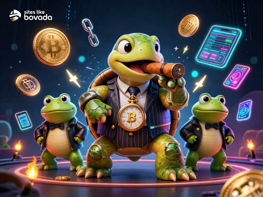Spin and win at sites like bovada with a massive snapping turtle in a mobster suit showcasing crypto features.
