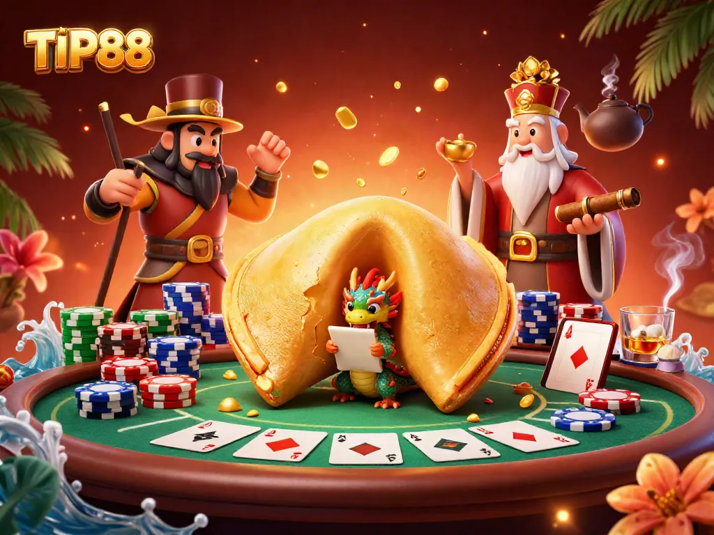 Experience the excitement of TIP88 casino games with a detailed 3D scene showcasing thrilling elements and characters.