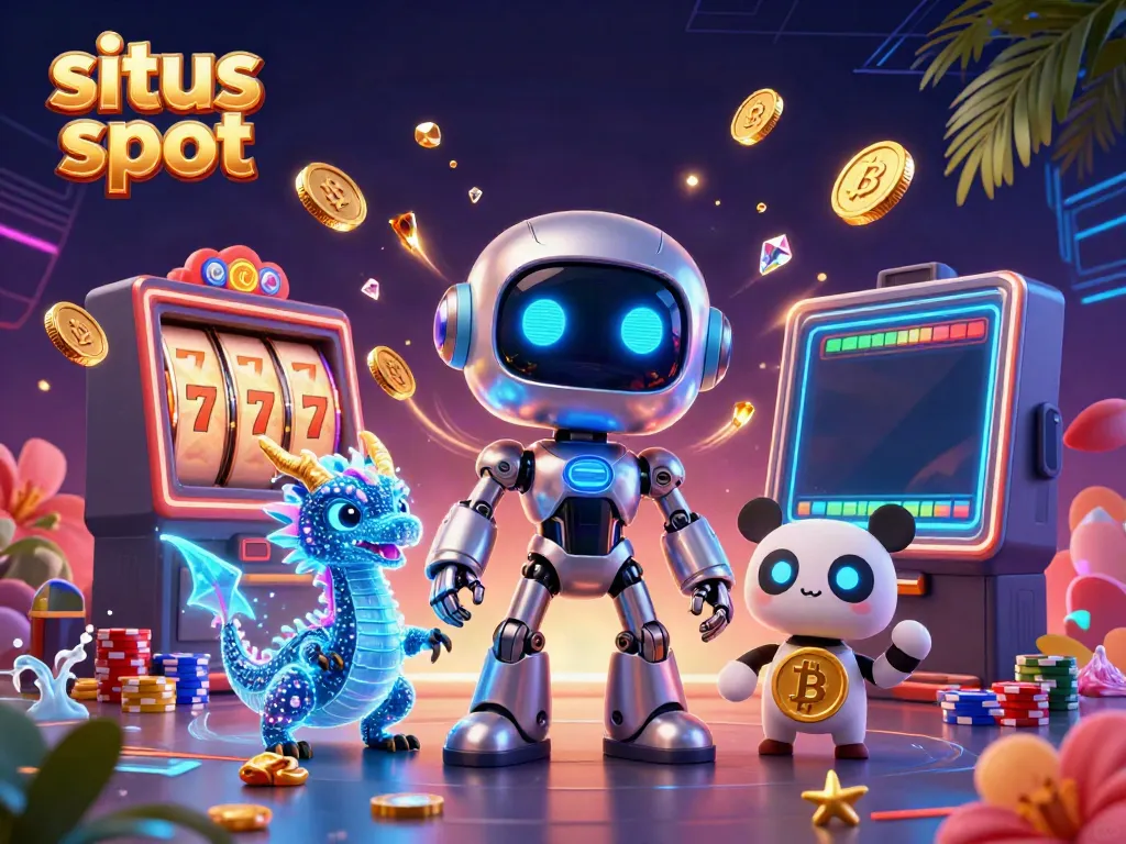 Formasi karakter slot online yang menyenangkan di situs slot dengan ribuan koin emas terbang.