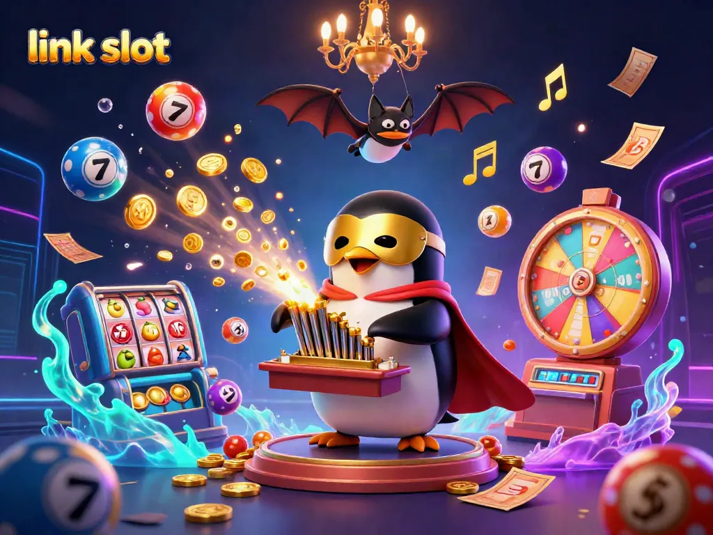 Experience the thrill of winning with link slot in this vibrant casino-themed illustration.