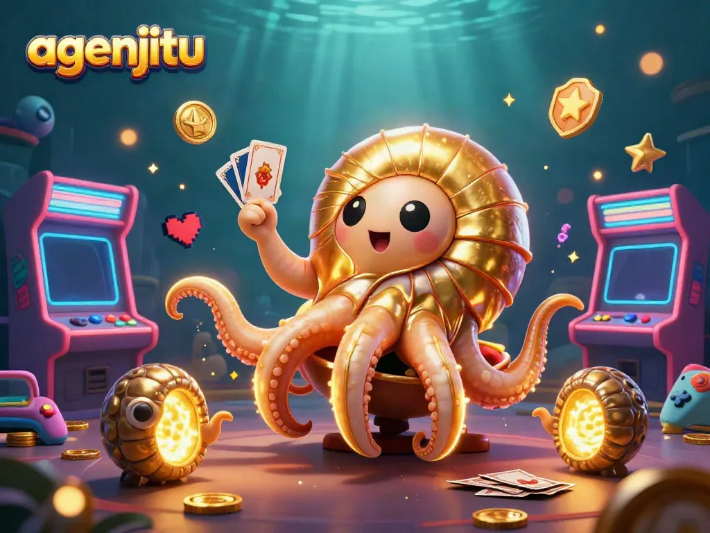 Menggandakan ruang keberuntungan agenjitu dengan nautilus raksasa bermain kartu di kasino bawah laut.