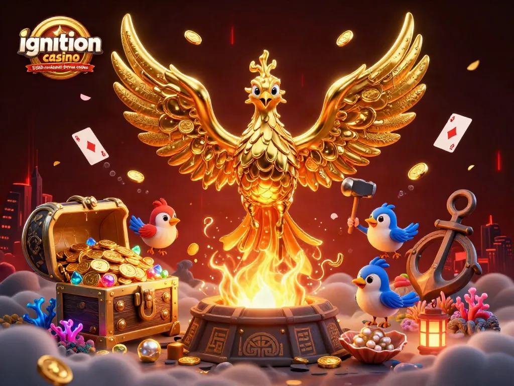 Win big with ignition casino $100 no deposit bonus codes in an exciting 3D illustration filled with gaming elements.