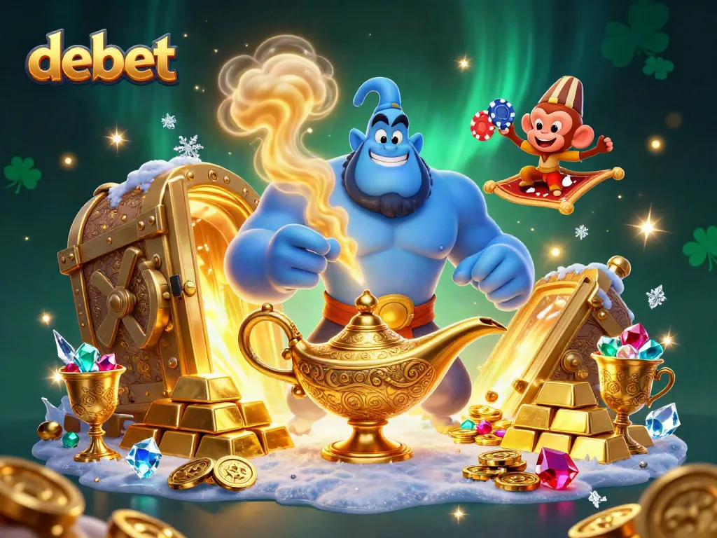 Experience the excitement of debet casino with vibrant characters, golden treasures, and engaging game elements.