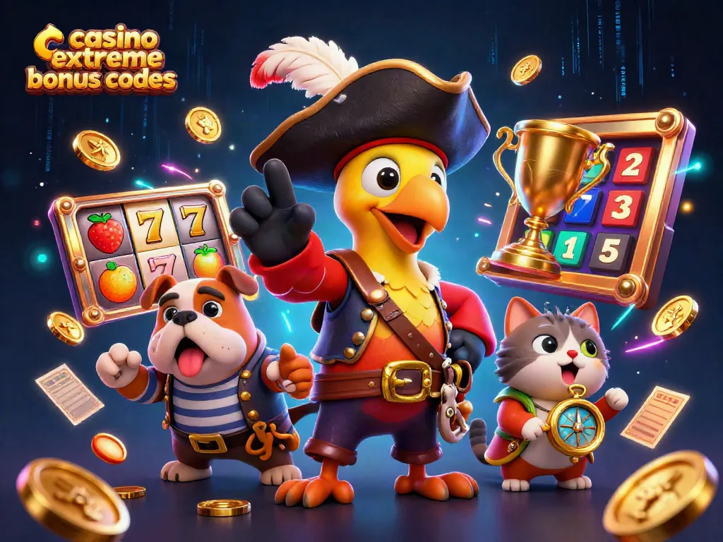 Engage with casino extreme bonus codes in a vibrant 3D scene filled with slot elements and action.