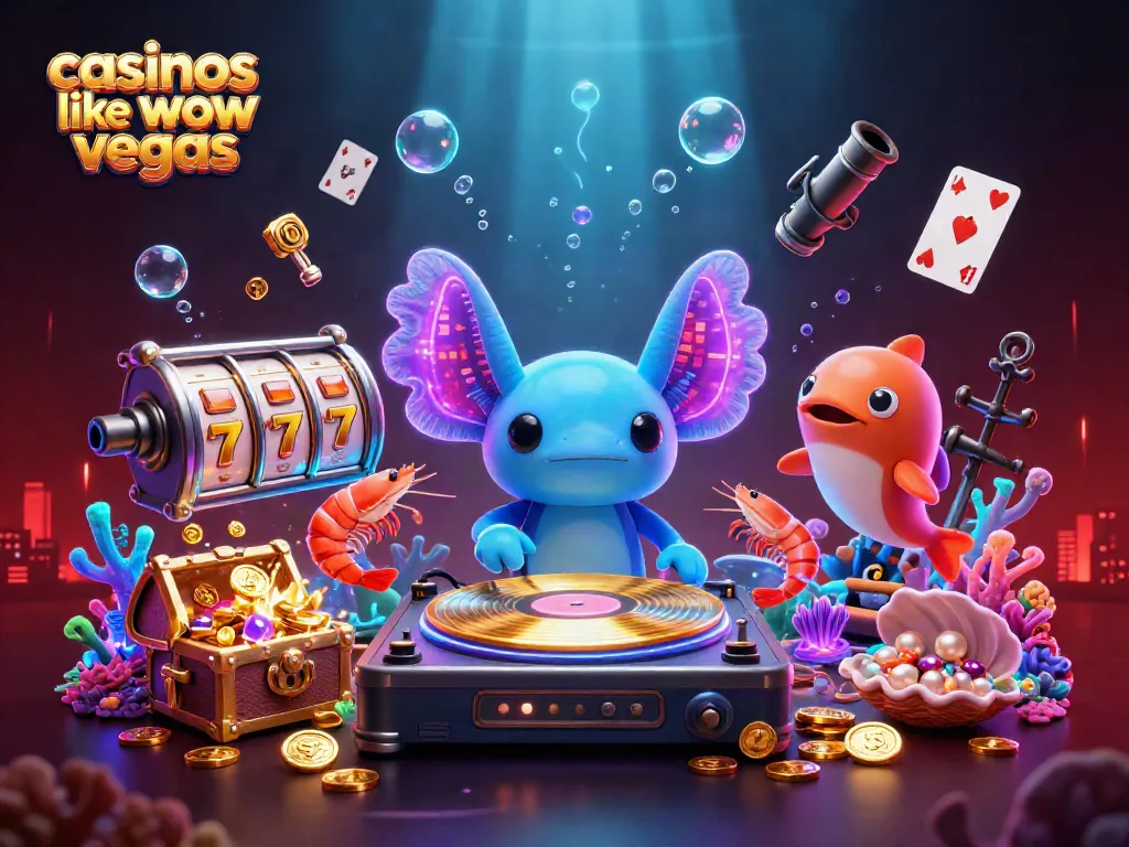 Spin and win at casinos like wow vegas with vibrant 3D aquatic casino scene.