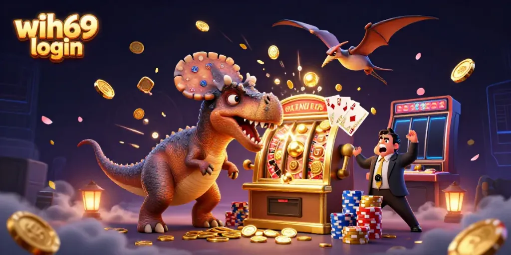 Raih kemenangan dengan login di wih69, di mana dinosaur 3D menjadikan mesin slot emas menghasilkan koin jackpot!