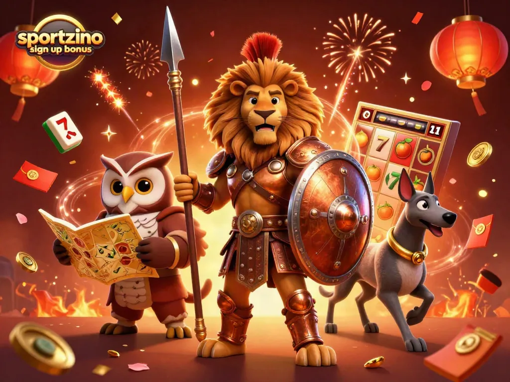 Claim your sportzino sign up bonus with vibrant slot game imagery and exciting casino elements.