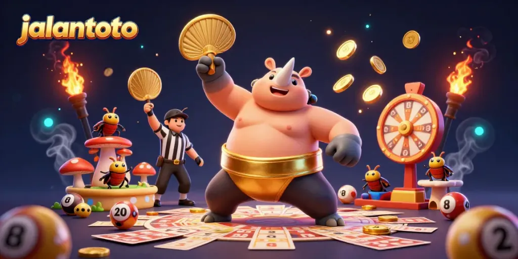 Visual menarik JALANTOTO, dengan juara sumo dan elemen lotre yang memikat, mengundang pemain.