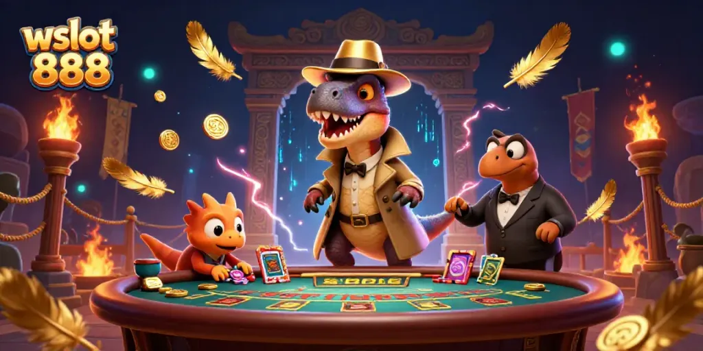 Menangkan permainan di wslot 888 dengan ilustrasi 3D berbagai karakter menarik di meja blackjack.