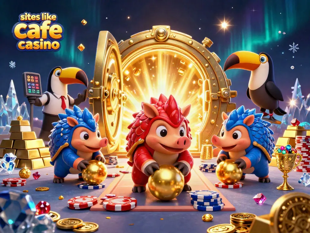 Bet and win at sites like cafe casino with our 3D pangolin casino showdown illustration.