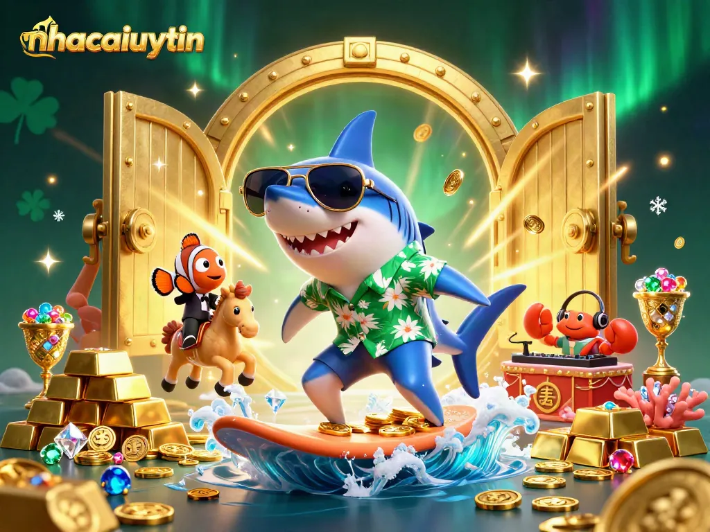 Win big with nhacaiuytin in this dynamic casino-themed illustration bursting with excitement.